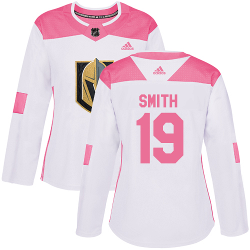 Adidas Golden Knights #19 Reilly Smith White/Pink Authentic Fashion Women's Stitched NHL Jersey